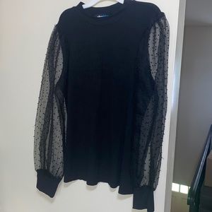 Black Alice Blue Puff Sleeve Top Size XL